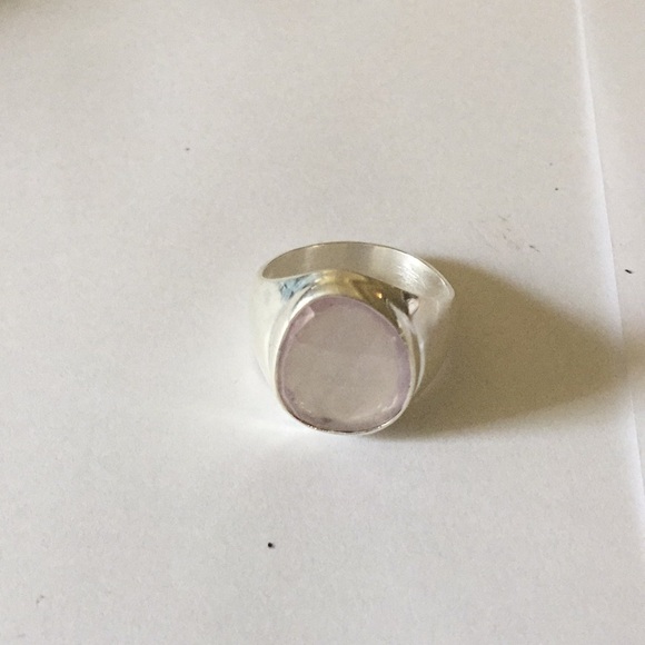 Vintage sterling pink quartz ring - Picture 1 of 4